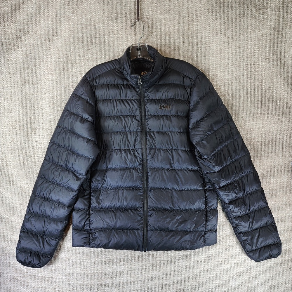 REI Full Zip 650 Down Puffer Jacket Mens Small Black Lightweight Gorpcore